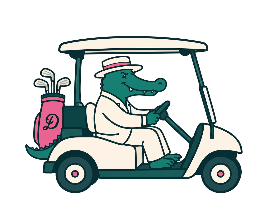 Dart driving a golf cart